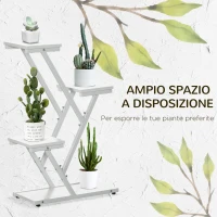 Outsunny Scaletta Portavasi a 4 Livelli per Interni ed Esterni in MDF e Acciaio, 50.5x24x81 cm, Bianco(m-4)