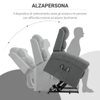 HOMCOM Poltrona Massaggiante Reclinabile, Poltrona Alzapersona Elettrica Riscaldante in Tessuto 90x91x106cm(m-6)