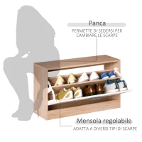 HOMCOM Mobile per Ingresso in Legno Set 3 Pezzi con Scarpiera, Appendiabiti e Specchio, 80x27x46.5cm - Color Legno(m-5)