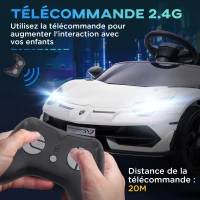 HOMCOM Voiture électrique pour enfants licence Lamborghini Aventador SVJ 12V avec portes papillon télécommande 3-5 KM/H blanc(m-6)