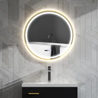 HOMCOM 80cm Anti-Fog LED Bathroom Mirror - Gold Tone(m-2)