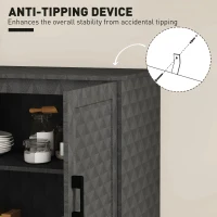 HOMCOM Modern Sideboard, Freestanding Sideboard Storage Cabinet with Adjustable Shelf and 2 Doors for Living Room, Grey(m-6)