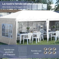 Outsunny Gazebo da esterno bianco con Finestre Regolabile in Altezza e tende Removibili 5.9x3x2.7m(m-5)
