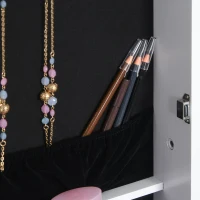 HOMCOM Jewelry Cabinet Standing Mirror Full Length Makeup Lockable Armoire Storage Organizer White(m-8)