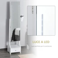 HOMCOM Armadio Portagioie con Specchio e Luci a LED Regolabili con Interruttore Touch, per Bracciali, Orecchini e Anelli(m-4)