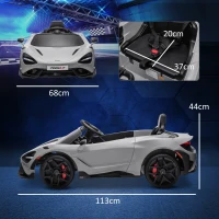 AIYAPLAY McLaren 765LT Licensed 12V Kids Electric Ride on Car with Butterfly Doors, Remote Control, Transport Wheels, Grey(m-3)