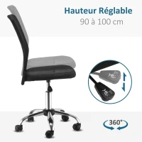 Vinsetto Lot 2 de chaises de bureau ergonomique hauteur réglable piètement chromé pivotant 360° revêtement maille noir(m-5)