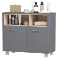 HOMCOM Freestanding Bathroom Cabinet, Bathroom Storage Unit, Bathroom Storage Cabinet with Open Compartments and Double Doors(m-11)