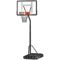 HOMCOM Panier de Basket extérieur avec poteau panneau, base de lestage sur roulettes hauteur réglable 2,55 - 3,05 m (panier) usage intérieur extérieur noir blanc(m-11)