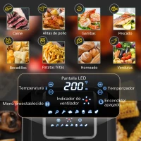 HOMCOM Freidora sin Aceite 6,5L 1700W Freidora de Aire Caliente con 8 Programas Pantalla LED Táctil Temperatura Ajustable Temporizador y Cesta Antiadherente 36,5x29x33,8 cm Negro(m-4)
