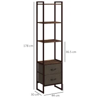 HOMCOM Four-Tier Industrial Display Shelf, with Bottom Drawers(m-3)