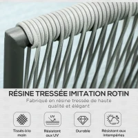 Outsunny Salon de jardin d'angle 4 pièces avec 2 canapé d'angle 2 places + 1 canapé d'angle 1 place + table basse coussins gris(m-4)