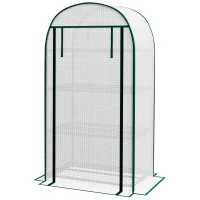 Outsunny Serre de jardin serre de balcon résistante aux UV porte enroulable 4 étagères couverture en PE 80 x 50 x 160 cm blanc(m-1)