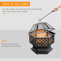 Outsunny Outdoor Fire Pit with Screen Cover, Portable Wood Burning Firebowl with Poker for Patio, Backyard, Bronze(m-5)