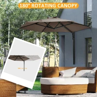 Outsunny 2.5m Wall Mounted Parasol, Hand to Push Outdoor Patio Umbrella with 180 Degree Rotatable Canopy for Porch, Deck, Garden, 250 cm, Khaki(m-4)