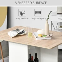 HOMCOM Foldable Dining Table Drop-Leaf Folding Desk Side Console with Storage Shelf for Kitchen,Dining Room(m-6)