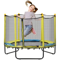 HOMCOM 4.6FT Kids Trampoline, with Safety Net, for Kids 3-10 Years - Yellow(m-1)
