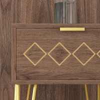 HOMCOM Comodini Moderni Set 2 Pezzi in Truciolato e Acciaio con Cassetto, 39.5x41x49 cm, Marrone(m-9)