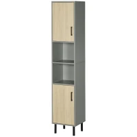 kleankin Freestanding Bathroom Storage, Tall Bathroom Cabinet with Door and Adjustable Shelves, 31.4x30x165cm(m-11)