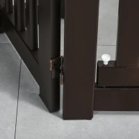 PawHut Freestanding Dog Gate, Foldable Pet Fence, Indoor Barrier, Stair Gate with Support Feet, 155 x 76 cm, Brown(m-8)