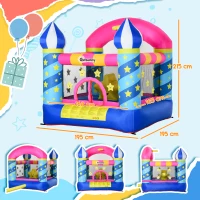 Outsunny Castillo Hinchable Infantil de Estrellitas con Cama de Salto Canasta Inflador y Bolsa de Transporte para Interior y Exterior 195x195x215 cm Multicolor(m-3)