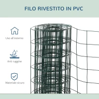 PawHut Rete Metallica da Giardino con Rivestimento in PVC per Recinzioni da Esterno, 500x91cm, Verde(m-5)