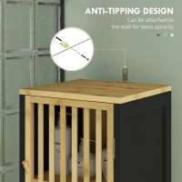 HOMCOM Bamboo-Blend Retro Cut-Out Tall Bathroom Storage Unit(m-8)