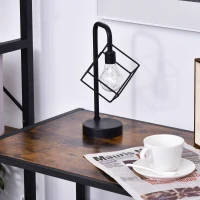 HOMCOM Table d'appoint table de chevet console meuble de rangement style industriel vintage grand tiroir, étagère et plateau aspect vieux bois veinage métal noir(m-8)