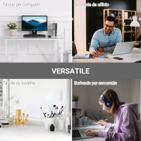 HOMCOM Scrivania da Camera per Computer, PC, Ufficio, Scrivania Moderna in Metallo Bianco e Vetro Temperato 120x60x74.5cm(m-7)