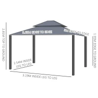 Outsunny 3.65 x 3m Aluminium Hardtop Gazebo, with Accessories - Dark Grey(m-3)