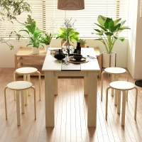 HOMCOM Stackable Stools Set of 4, Modern Stacking Chairs, Round Backless Stools for Kitchen, Dining Room, Office, Outdoors, Nature Wood Finish(m-7)