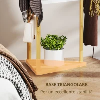 HOMCOM Albero Appendiabiti da Terra in Bambù con 9 Ganci e 3 Ripiani, Legno Naturale e Bianco(m-6)