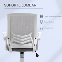 Vinsetto Silla de Oficina Ergonómica Silla de Malla con Altura Ajustable Reposabrazos Abatible Soporte Lumbar Transpirable para Adolescentes Adultos 62,5x55x94-104 cm Gris(m-6)