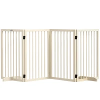 PawHut Barrière de sécurité modulable pliable pour animaux de compagnie avec pied de support, bois massif, 206 x 35,5 x 76 cm(m-10)