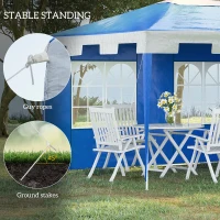 Outsunny 3 x 4 m Garden Gazebo Shelter Marquee Party Tent with 2 Sidewalls for Patio Yard Outdoor, Blue(m-6)