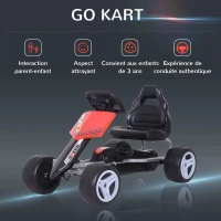 HOMCOM Kart à pédales Go Kart Formule 1 Racing Avant et Arrière Pour Enfants à partir de 3 Ans Noir Rouge(m-4)