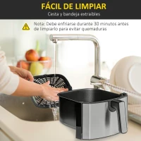 HOMCOM Freidora sin Aceite 6,5L 1700W Freidora de Aire Caliente con 8 Programas Pantalla LED Táctil Temperatura Ajustable Temporizador y Cesta Antiadherente 36,5x29x33,8 cm Negro(m-8)