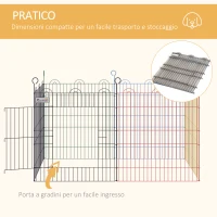 PawHut Recinto per Cani e Cuccioli, 6 Pannelli in Filo Metallico Colorato, Box per Animali Esterno, Ø120x60cm(m-5)