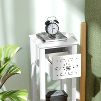 HOMCOM Set of Two Elegant Floral Cut-Out Side Tables - White(m-8)