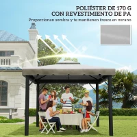 Outsunny Techo de Repuesto para Cenador 3x3 m Cubierta de Repuesto con Techo Doble y 8 Orificios de Drenaje Gris Claro(m-7)