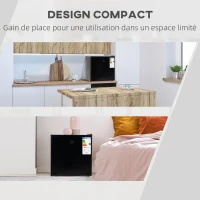 HOMCOM Mini congélateur Température Réglable de -14 à -24°C Compact 35L - étagère Amovible - Porte réversible Classe E - 47 x 44,2 x 48,8 cm - Noir(m-5)