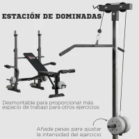 HOMCOM Banco de Pesas Multifuncional Ajustable para Entrenamiento de Cuerpo Entero 180x134x200 cm Plata y Negro(m-5)