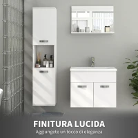 kleankin Mobile Bagno in Legno a Parete con 2 Armadietti, 2 Ripiani e Scaffale Aperto, 30x30x131.5 cm, Bianco(m-4)