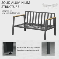 Outsunny 4 Piece Garden Sofa Set with Padded Cushions, 4-Seater Aluminium Outdoor Conversation Furniture Set with Coffee Table, Grey(m-4)