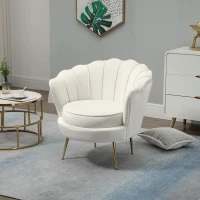 HOMCOM Poltrona di Design Stile Vintage Imbottita in Velluto, 79x77x77cm, Crema(m-2)