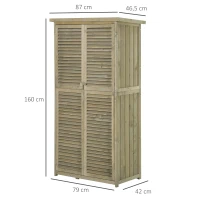 Outsunny Cobertizo Madera Caseta de Exterior Armario para Herramientas de Jardinería Persiana Delantera Compartimientos de Diferentes Tamaños 87x46,5x160cm Madera Maciza(m-3)