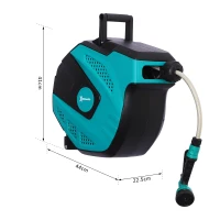 DURHAND 15m Garden Auto Hose Reel Wall Mounted Retractable 7 Patterns Spray Nozzle(m-3)