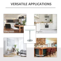 HOMCOM Round Dining Table, Modern Dining Room Table with Tempered Glass Top, Steel Base, Space Saving Small Bar Table(m-7)
