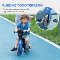 HOMCOM 4 en 1 Triciclo para Bebés Triciclo Evolutivo para Niños de +18 Meses con Mango de Empuje 101x45x76,2-98,8cm Azul(m-6)