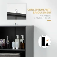 HOMCOM Buffet haut design industriel gris aspect chêne clair(m-6)